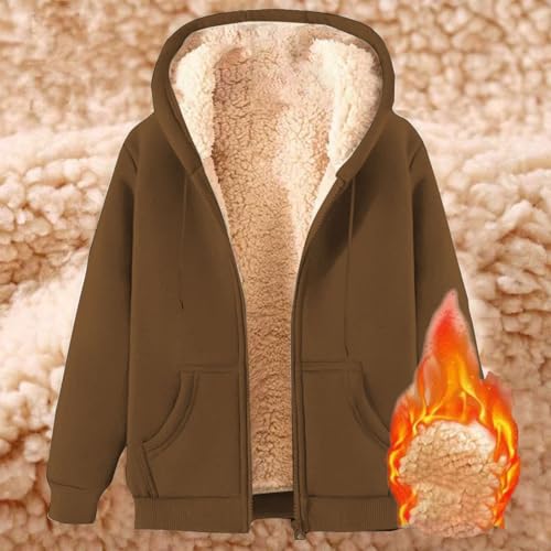 Zip up Hoodie Men Warm Sherpa Fleece Lined Fall Winter Hooded Sweat Jacket Casual Comfy Thermal Coat with Pocket 20252