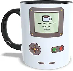 Caneca Divertida Gamer Retrô Presente Criativo Geek cor:Preto