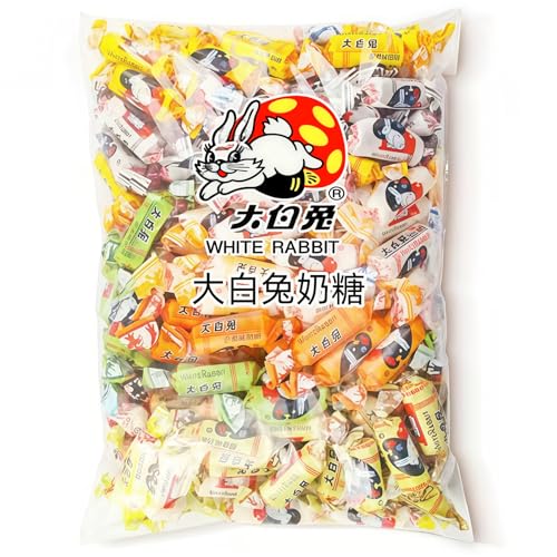 Asiatische Süßigkeiten - Weiße Kaninchen Milchbonbons 500g - 84 Stück Sortiment Mit 12 Geschmacksrichtungen -chinesische Süßigkeiten-japanische Süssigkeiten- Jede Box Eine Überraschung (8-10 Sorten)