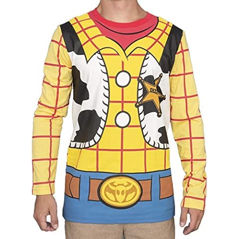 Mad Engine Toy Story I am Woody Adult Long Sleeve Costume T-Shirt Yellow Cover