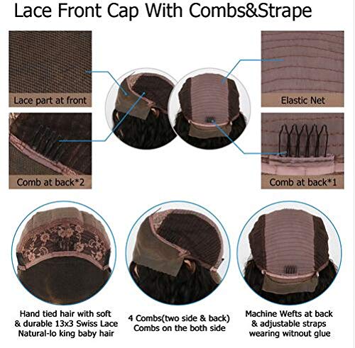 13X4 Lace Front Wig 150% Density Air Bangs Natural Color Short Bob Wigs Brazilian 100% Human Hair For Women (8 Inch, natural color)