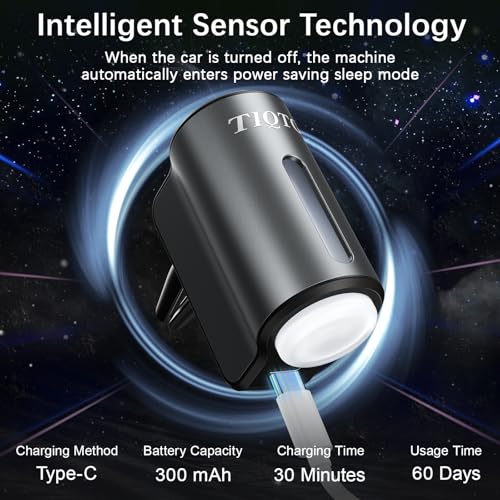 Image of Smart Car Air Freshener, Car Air Freshener Diffuser with 3 Adjustable Modes, Rechargeable Aromatizante para Carro with 8pcs Essential Oil, Long-Lasting, Grey