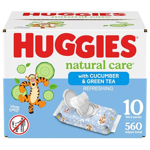 Image of Huggies Natural Care Refreshing Baby Wipes, Hypoallergenic, Scented, 10 Flip-Top Packs (560 Wipes Total), Packaging May Vary