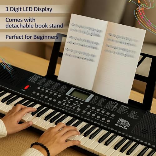 Image of INTERN Digital Keys Electronic Piano Keyboard | LED Display, Mic & Adapter | Music Keyboard for Experts & Beginners with 255 Rhythms, 255 Tones, 60 Demo Songs. (61 keys)