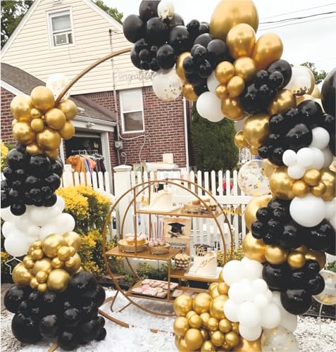 Image of Balloon Decoration Kit - 61 Pcs Black & Golden Balloons for Birthday, Weddings, Anniversary & New Year Events Garland Set | Birthday Decoration Items for Kids & Adults