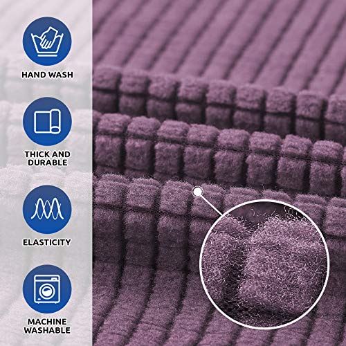 KEKUOU Stretch Single Sofa Slipcover 1 Piece Couch Sofa Cover (31"-55") Furniture Protector 1 Seater Sofa with Elastic Bottom for Kids,Pet.Jacquard Small Checked Pattern Fabric(Small,Dark Purple)