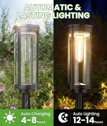 Image of Fulminare Solar Pathway Lights Outdoor Waterproof, 2 Pack Bright Landscape Lights, Auto On /Off Yard Lights, Outdoor Solar Lights for Yard Garden Walkway Landscape Lawn Lighting (Pack of 4)