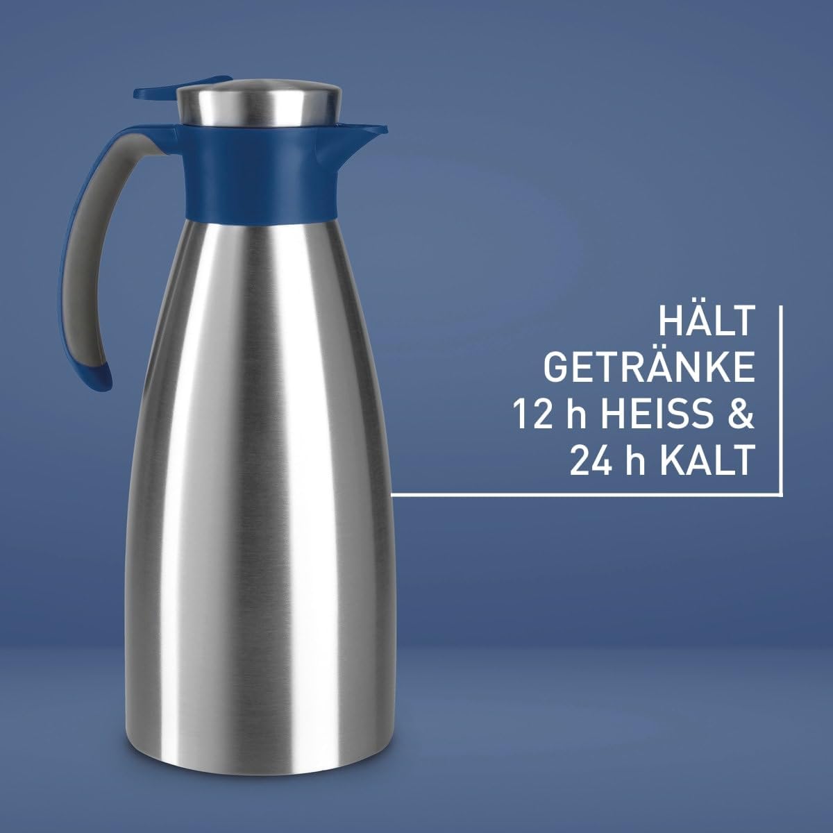 Emsa Soft Grip thermoskan, 1 liter, roestvrij staal, 12 uur warm 24 uur koud, lekvrij, antislip handgreep, kleur poederroze, N4120300