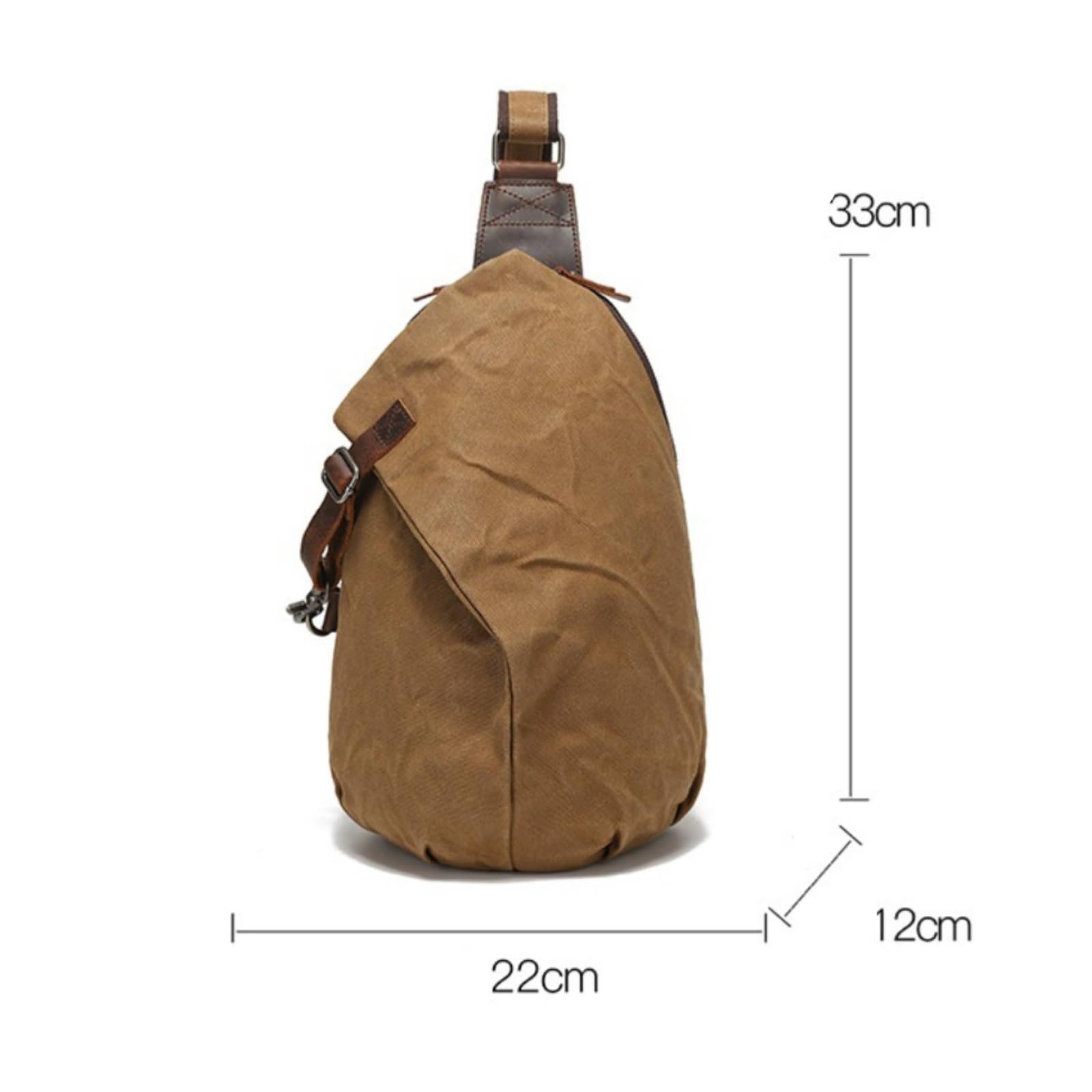 Gralara Zaino Tela Cerata Impermeabile Borsa Monosp con Finiture in Pelle Vintage Borsa da Petto per Pendolari, Tempo Libero, Città