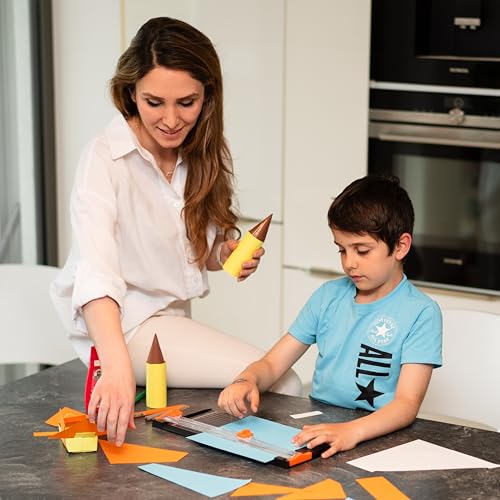 Papierschneider mit 2 Klingen – für A4, A5, A6 - Seitenlineal, automatischer Klingenschutz und austauschbare Klingen - präzises und kreatives Arbeiten in Büro, Schule, Uni und Zuhause - Schwarz