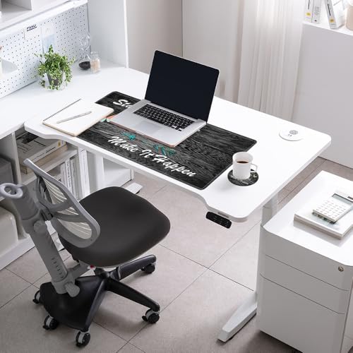 Image of Gaming Mouse Pad Large Mousepad Inspirational Desk Mat Stay Positive Work Hard and Make It Happen Desk Pad 31.5x15.75 Rubber Base Computer Pad with Stitched Edges for Work Game Home Office