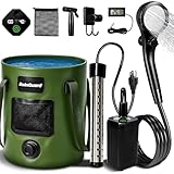 Motivekit™ Portable Camping Shower | 6.6 Gallons Foldable Bucket, 6000mAh Shower Pump, 6' 7' Shower Head, 1500W Immersion Heater, Summer Beach Outdoor Showering Hiking Pet Bath RV Car Wash Water Plant