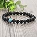 Long Way His and Hers Bracelets Black Matte Agate & Blue Turquoise 8mm Stone Beads Bracelet(2 pcs)