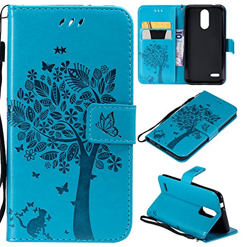CMID Funda LG K9, Funda LG K8 2018, PU Cuero Libro Billetera Tapa Antigolpes Protective [Función de Soporte] Cartera Carcasa Case para LG K9/LG K8 2018 (A-Azul)
