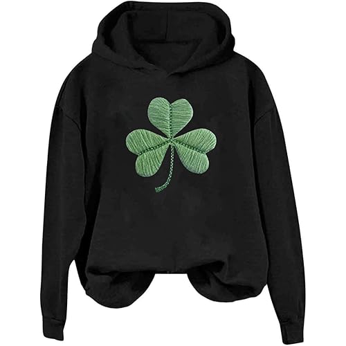 St. Patrick's Day Sweatshirt for Women Irish Clover Shamrock Casual Loose Hoodies Drop Shoulder Spring Fall Pullover
