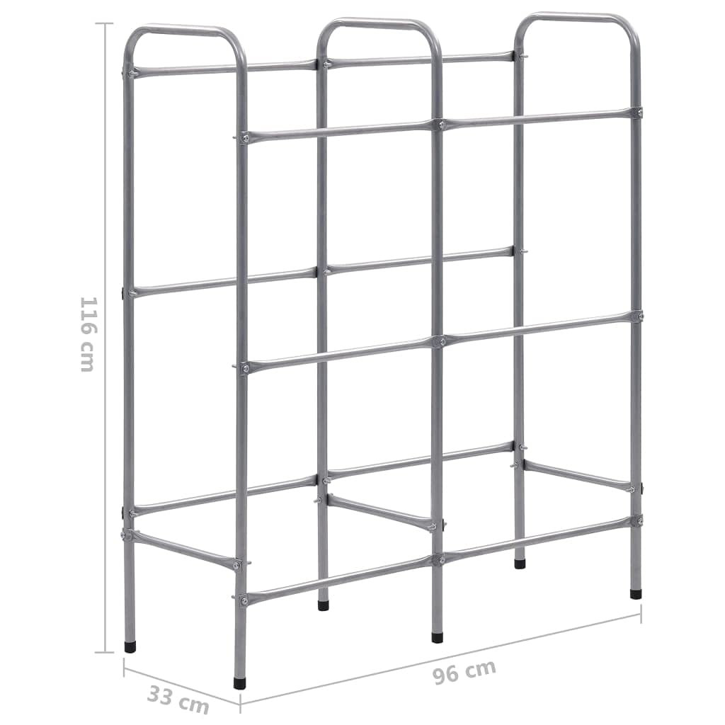 Estantería para cajas de acero con recubrimiento en polvo, color plateado, 96 x 33 x 116 cm, para 6 cajas con patas antideslizantes, estantería para almacén, taller, garaje, oficina e