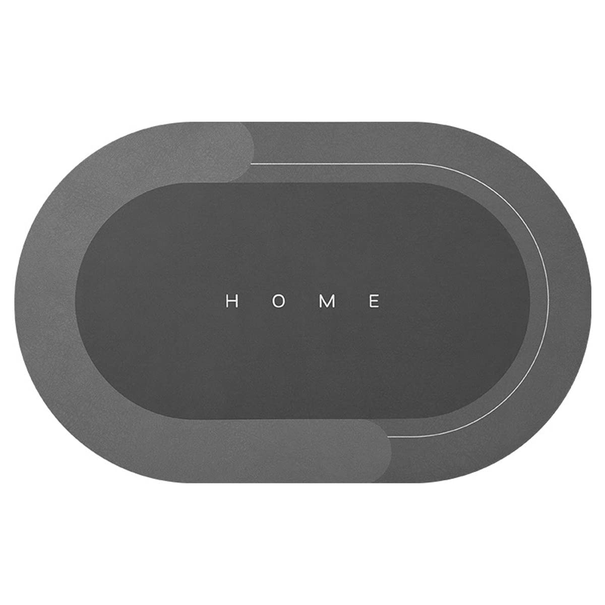 Happy Go-Mart Non-Slip Bath Mat, Highly Absorbent Bathroom Mat,Anti Mould Bath Mats,Machine Washable Shower Mat,Diatom Mud Door Mat Living Room Carpet Oval (dark gray)