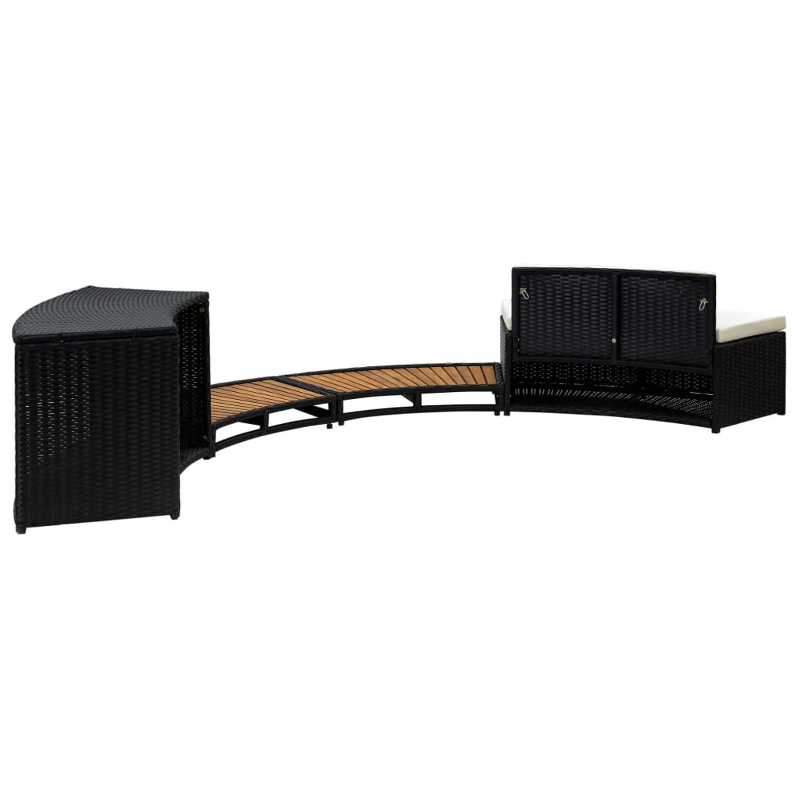 Estructura envolvente Keketa para jacuzzi, estructura de pasos de spa de madera maciza de acacia para jacuzzi, accesorios para piscina y spa, muebles de jardín y patio al aire libre, en ratán negro