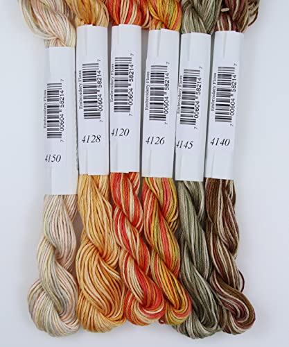 Image of KCS Big skeins of 25 Meters Size 25 Color Variegated Cross Stitch Stranded Threads,6 skeins,13