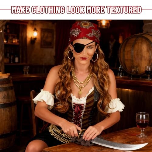 Ajuanbazha 6 Piezas Disfraz Pirata Mujer Accesorios, con Bandana Pirata, Aretes, Corsé, Cadena de Cintura, Parche Para el Ojo, Pendientes, para Carnaval, Halloween, Fiesta de Cosplay - imagen 3