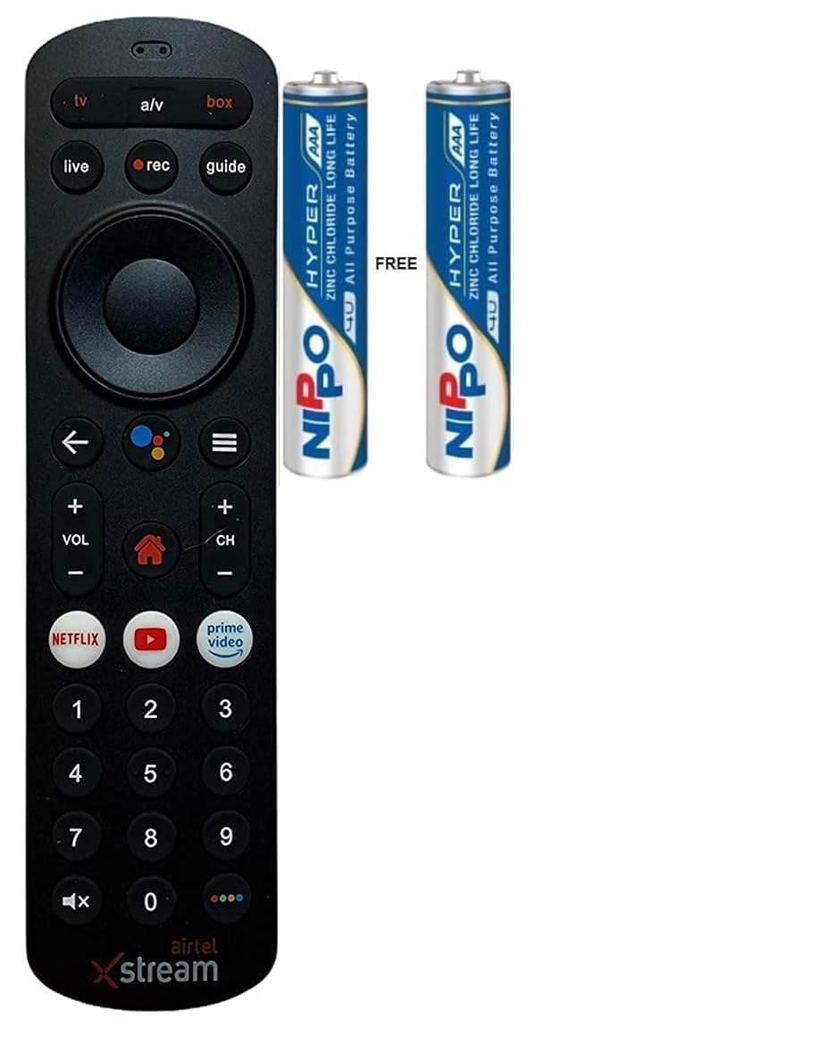 Airtel Xstream Remote Original Compatible Non-Voice (Come with 2 AAA Batteries)