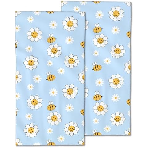 CXULIN Retro Daisy Soft Hand Towels Set Cover