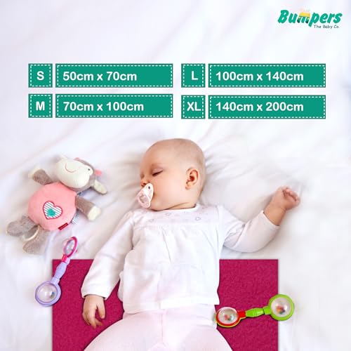 Image of Bumpers Waterproof Quick Dry Sheet for Baby|Bed Pad Extra Absorbent Washable Matress Protector|Baby Bed Protector Sheet for Toddler Children & Adult Double Bed, King Size (XXL, 260x200cm, Rani Pink)