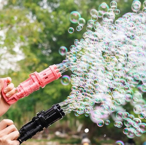 Image of SSKR 8 Hole Electric Gatling Bubble Gun with Soap Solution for Girls and Boys | Toddlers Bubble Launcher Machine | Portable Handheld Blaster Toy.