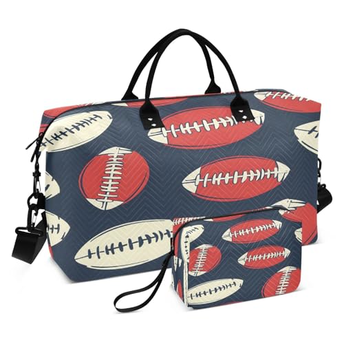 Travel Duffle Bag Weekender Bags Overnight Bag with Toiletry Bag Gym Duffel Bag American Football Pattern for Travel Business Trips Sport