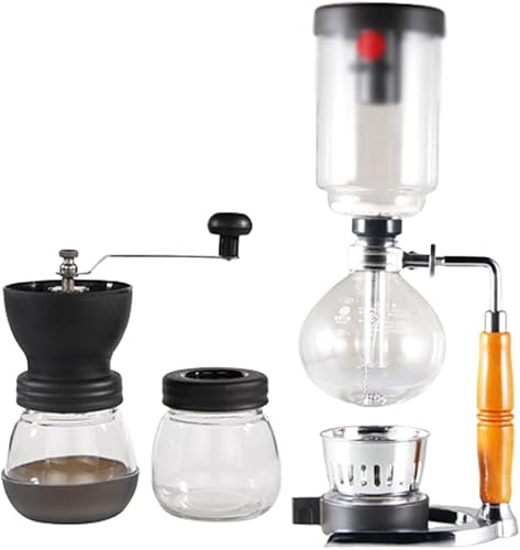 JITEM Cafetera Syphon Cafetera manual retro de vidrio al vacío, percoladores de 3 tazas de vidrio de mesa de sifón para café o té