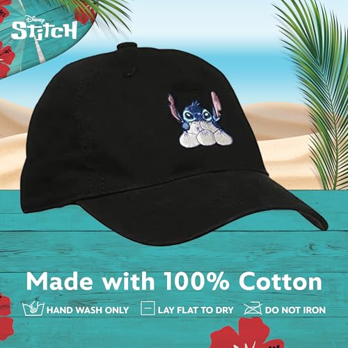 Image of Disney Stitch Dad Hat, Adjustable Cotton Baseball Cap with Curved Brim