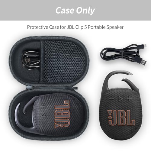 Case for JBL Clip 5 Portable Bluetooth Speaker, Cover for JBL Clip 5 Speaker, Waterproof and Dustproof Feature, for home, outdoor and travel(Black) - Box Only