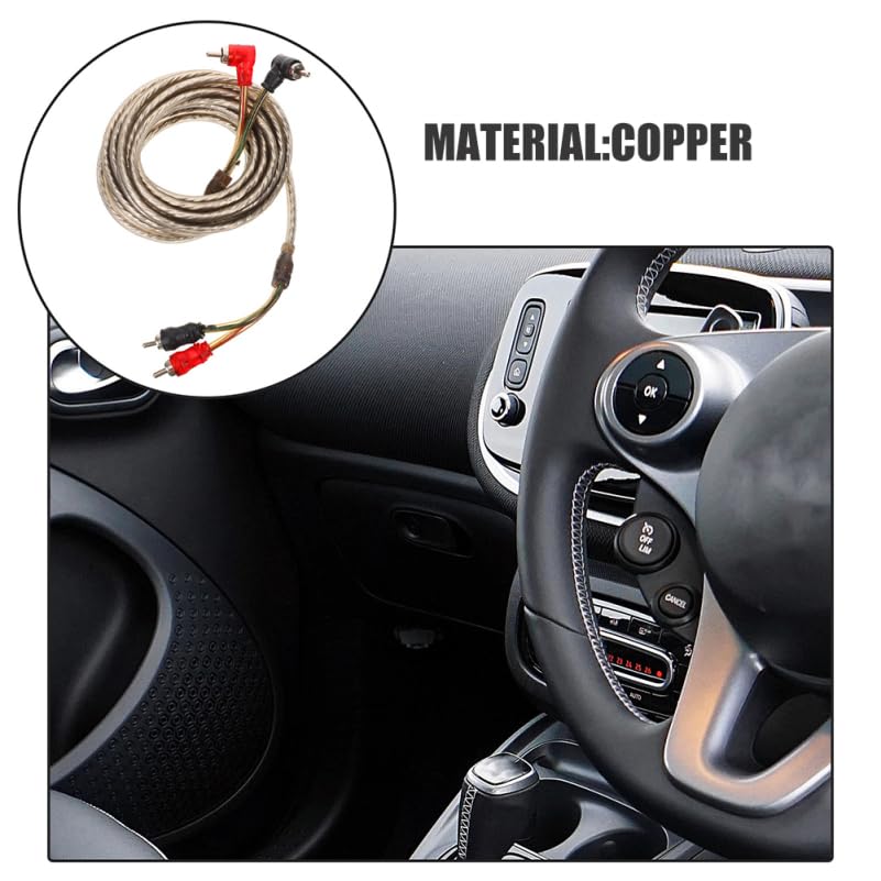 ULTECHNOVO Subwoofer Wire Kit, 196.5 Inches RCA Car Audio Cable for Stereo Amplifier Wiring Harness, Shielded Sound Cord Dual Plug Connector Adapter for Auto Vehicle Speaker Connection