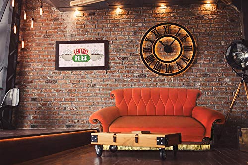 Friends Central Perk Coffee Shop 3-Seater Couch Authentic Replica | Upholstered Orange Sofa For Living, Guest, Media Room | 90 x 41 x 43 Inches