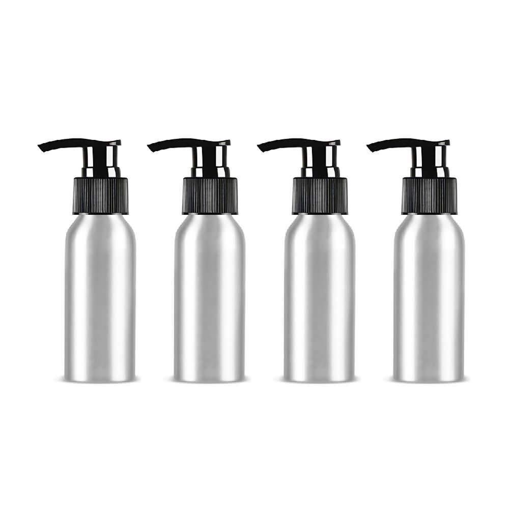 bubussv (12 Pcs) 100ml Empty Aluminium Refillable Silver Lotion Bottles for Liquid Soap Hand Creams Body Wash Body Lotion Bath Shower Shampoo Massage Oil-Black Pump