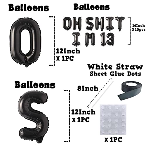 Image of Oh I'm 13! Latex Balloons 16 Inch Black Hallo Thirteen Cheers to 13 Years Old Theme Decor for Man Woman Happy 13th Birthday Party Photo Studio Prop Flag Decorations Favors Supplies
