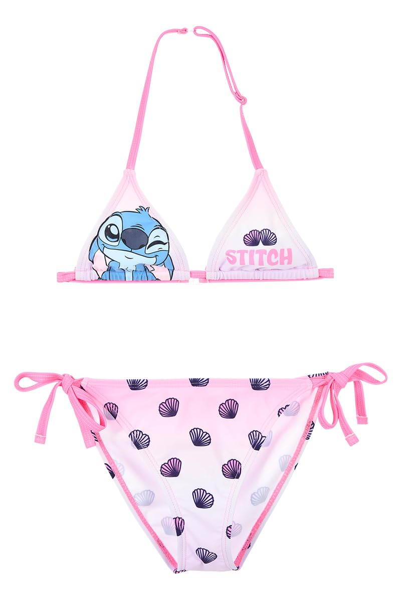 Disney Stitch Bikini para Niña, Bañador de Dos Piezas Verano Infantil, Tallas 6 a 12 Años