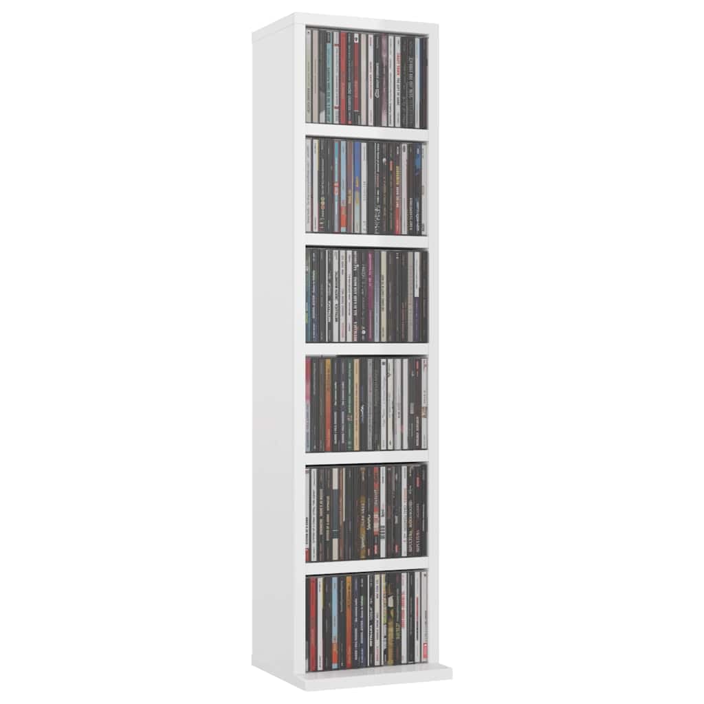 Générique Armoire à CD Blanc Brillant 21x20x88 cm Bois d'ingénierie,Fixations & Meubles de Rangement multimédia,800357
