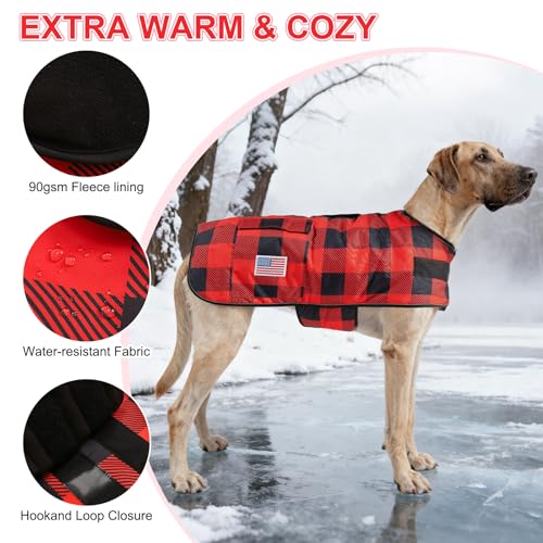 Image of BEAUTYZOO Dog Winter Coat for Large Dogs, Waterproof Oxford Canvas Jackets