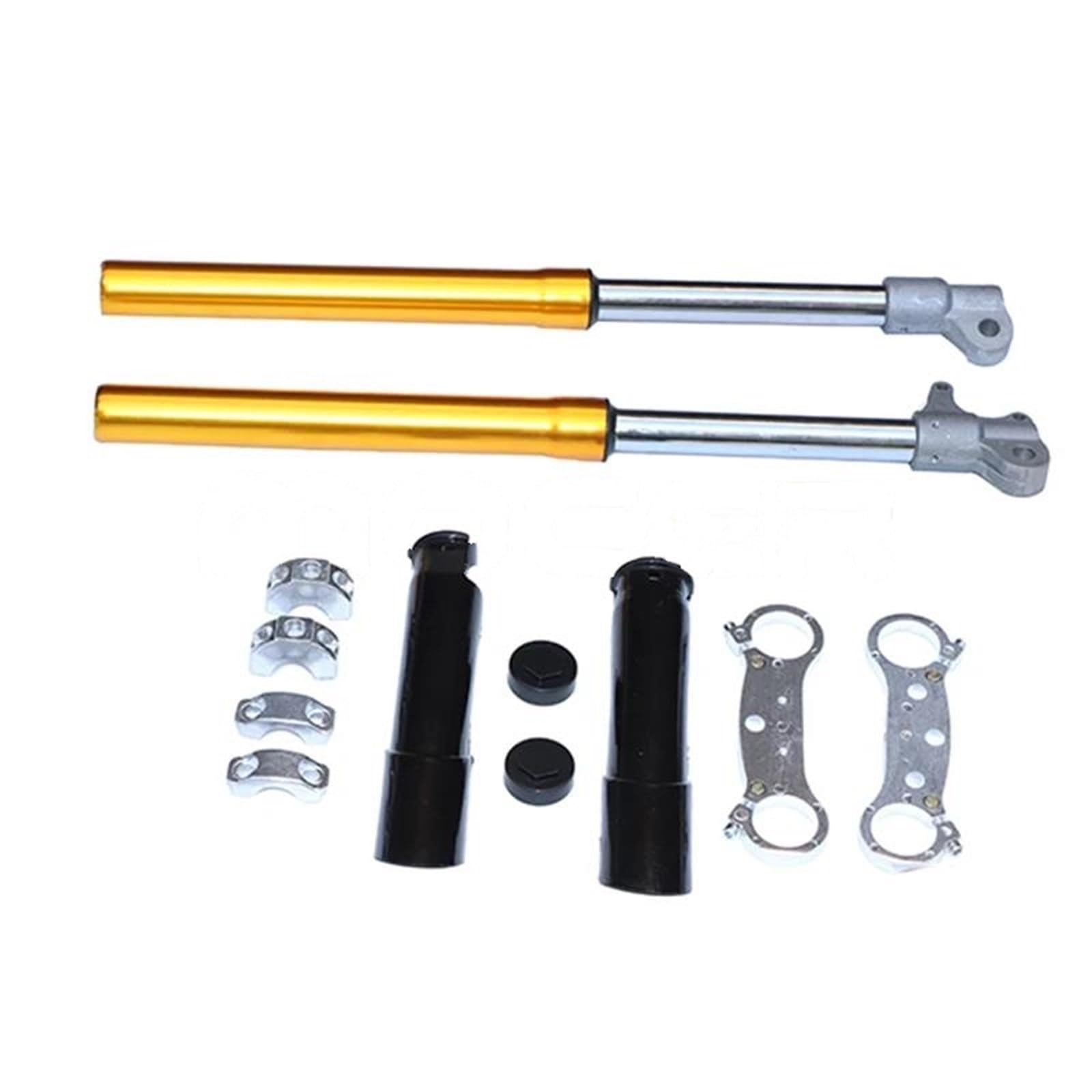 Amortisseur de Ressort Ensemble De Suspension D'amortisseur Inversé De Fourche Avant Pour 47cc 49cc Deux Temps Pour Mini Pièces Modification De Moto Tout-terrain(Gold)
