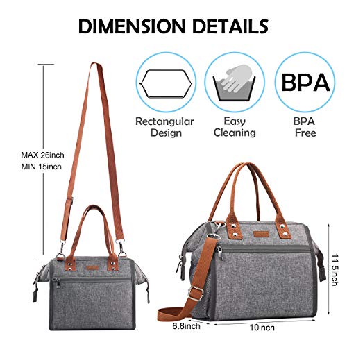 Insulated Lunch Bag, MOKALOO Large Capacity Lunch Tote Box With Removable Shoulder Strap, Multi-functional Reusable Thermal Snacks Cooler Bag for Men, Women