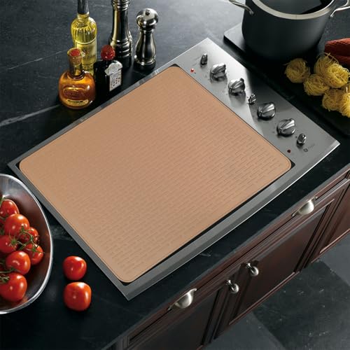 Stove Top Cover for Electric Stove - Silicone Stove Mat for Glass Top, Glass Cooktop Protector, XL Dish Drying Mats For Kitchen,Oven Covers for Electric Stove (Caramel,30 x 21)