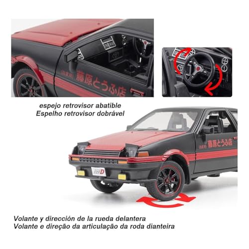 Image of Alokik Enterprise 1:24 Scale Toyota AE86 Diecast Car Models Toys Metal Alloy 2 Openable Door and Sound & Light, Pull Back Toys Gifts for Boys Best Gift Car (Red)