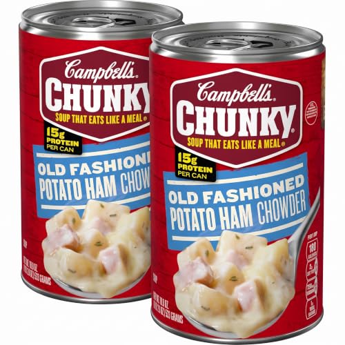 Campbell’s Chunky Soup, Old Fashioned Potato Ham Chowder, 18.8 Oz Can (Pack of 2)