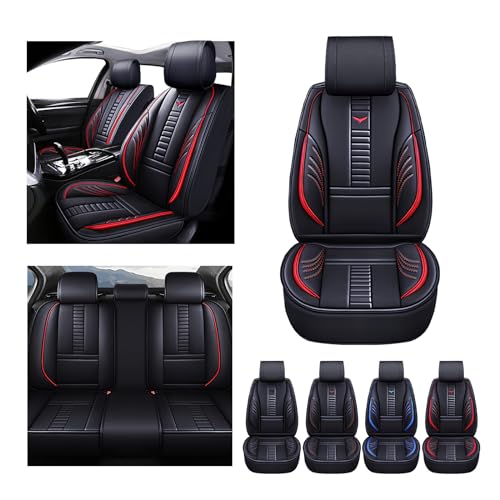 Niscarda Upgraded Full Set Pickup Seat Covers for Tacoma 2007-2025, Automotive Seat Cover Accessories Anti-Slip & Wear-Resistant 3D Protection (Black-red)