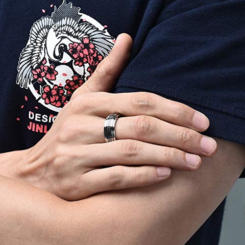 Image of King Will 316L Stainless Steel Spinner Ring for Men Women- 8mm Width Fidget Ring with Dragon /Celtic Knot Pattern, Stress Anxiety Relief Comfort Fit Wedding Band