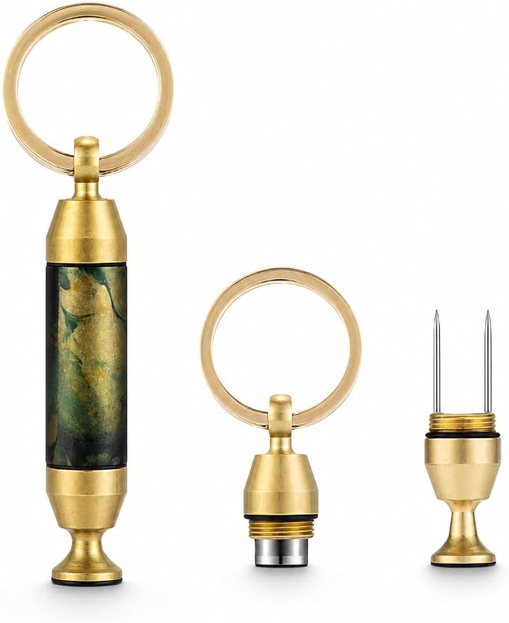 Cigar Punch Portable 2-in-1 Stainless Steel Cigar Hole Opener Cutter (Gold)