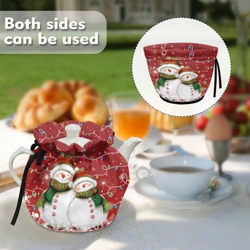 Image of Christmas Tea Cozy Cover Insulated Dust Cover for Teapot Snowman Tea Pot Covers for Keeping Warm Kettle Protector Covers Washable Portable Party Decoration