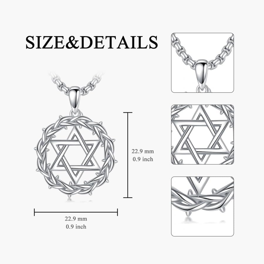 PELOVNY Star of David Necklace 925 Sterling Silver Pendant Jewelry for Anniversary Birthday Christmas Gifts Men Women - Image 6