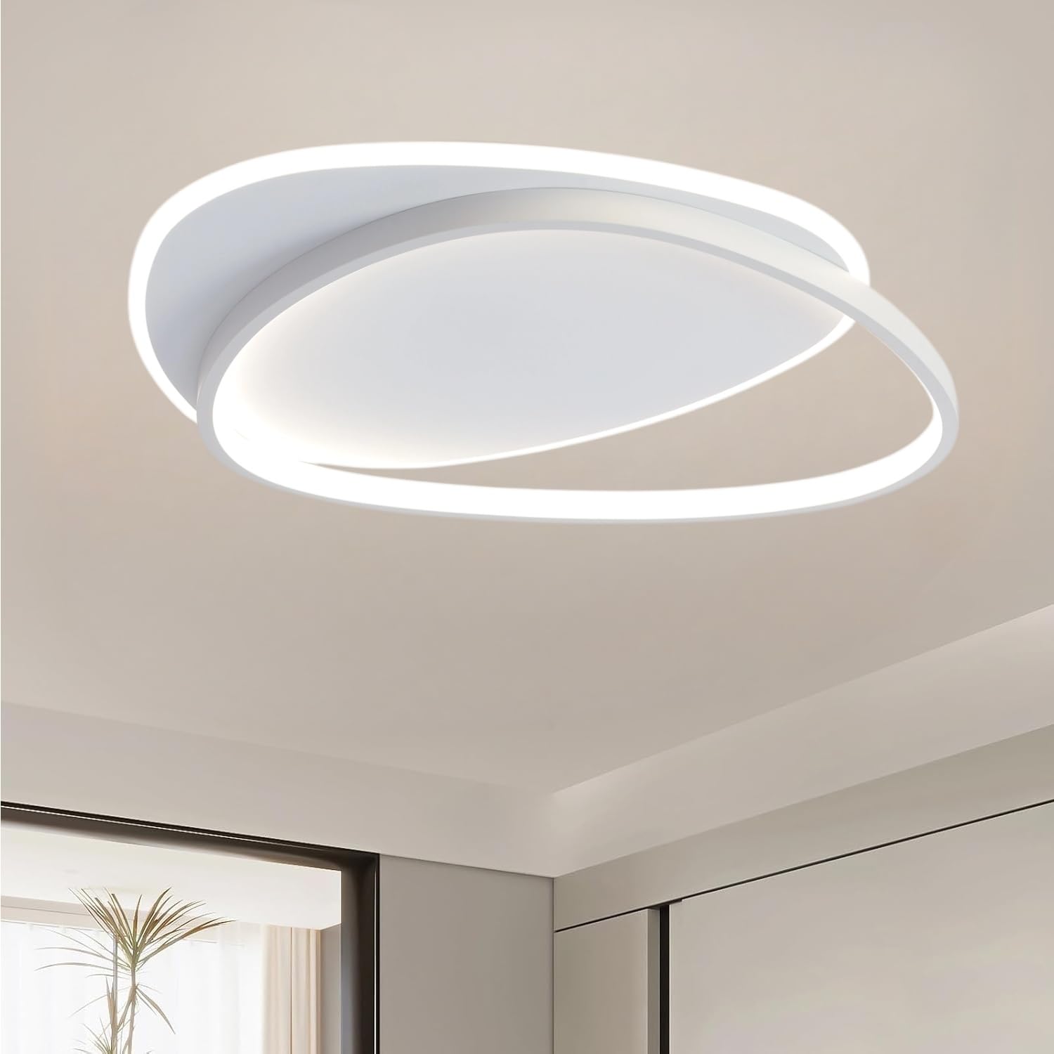 Deckenlampe Wohnzimmer,Deckenleuchte Schlafzimmer 50cm Dimmbar | LED lampe decke Für Schlafzimmer Wohnzimmer Esszimmer Büro,42W 3000K-6500K,Geometrische Minimalistische